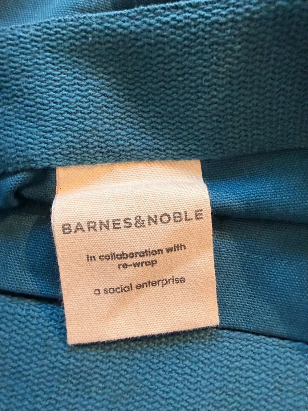 Barnes & Noble Blue Canvas Tote with interior pockets